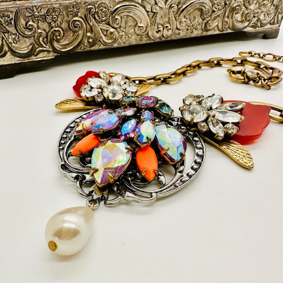 🔥 Vintage J Crew Crystal statement necklace - Picture 14 of 17